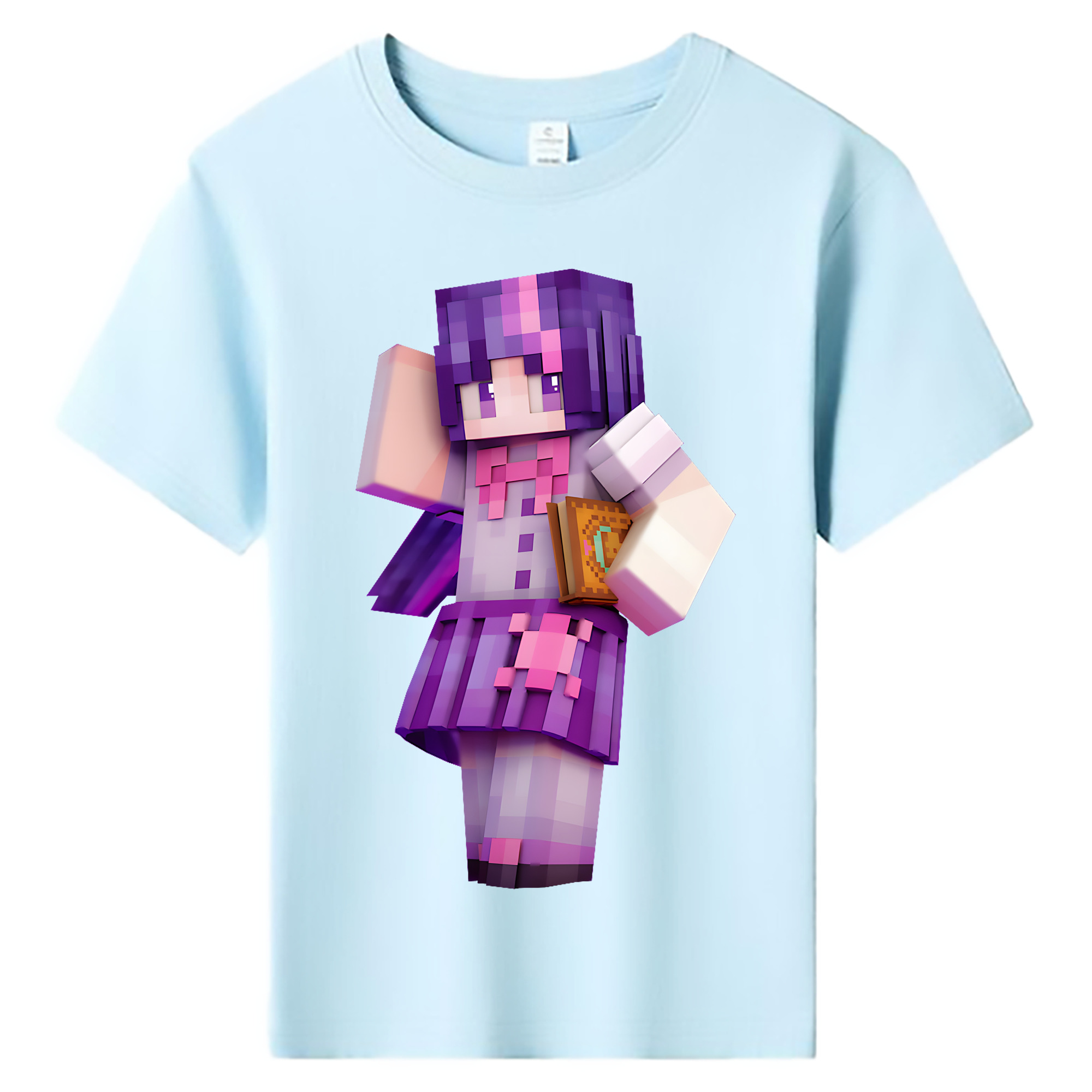 （画像用） マインクラフト ブロックの世界 Minecraft MC Block world 綿100％キッズTシャツ（フロントプリント）